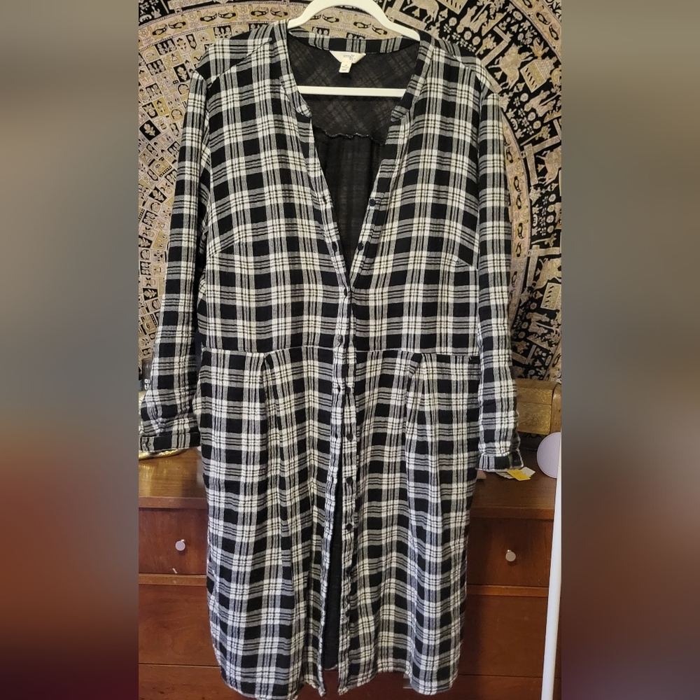 Black & White Flannel Shirt Dress